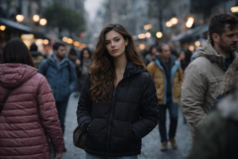 Tajemnicza kobieta na zatłoczonej ulicy - wysoka wrażliwość i intuicja